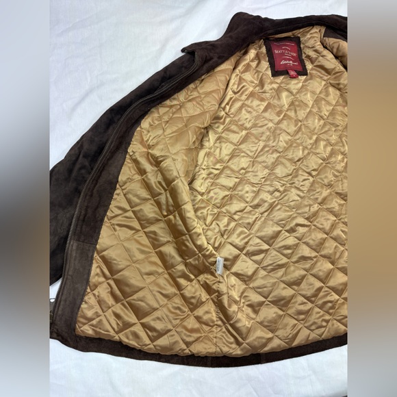 Eddie Bauer + Seattle Suede Edition Jacket Gold Quilt Insulation Washable Zip XL - Picture 11 of 16